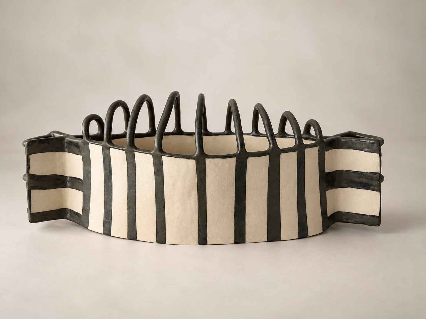 Held Up, Held In, 2025, stoneware, by Ayse Akdemir